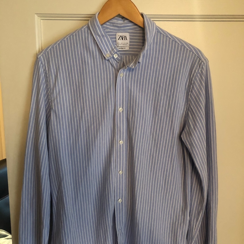Zara Stretch fit Striped Button Down